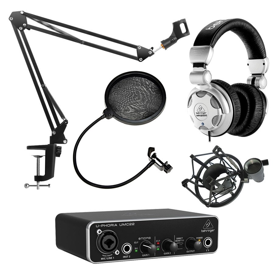 Kit Completo de Estudio Behringer UMC22 con Auricular y Accesorios