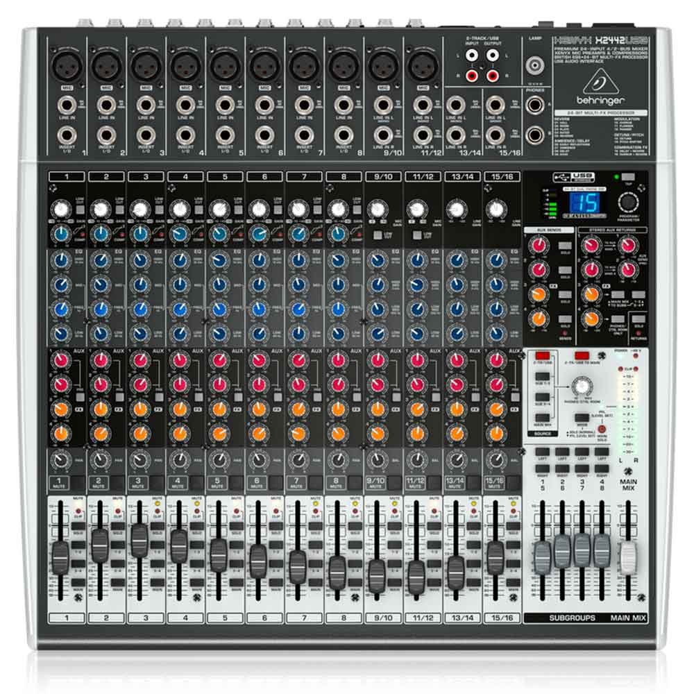 Behringer-Mezclador Xenyx y Efectos 10 Canales XLR-X2442USB