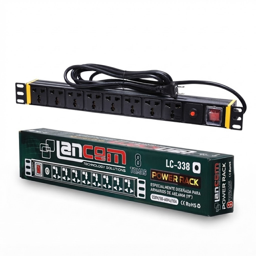 LANCOM Power Rack 8 Tomas Universales 2200W 1RU - Imagen 2